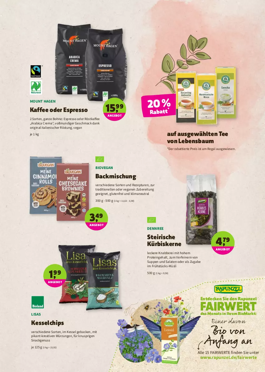 Aktueller Prospekt Denns Biomarkt - Prospekte - von 22.06 bis 05.07.2022 - strona 5 - produkty: angebot, backmischung, Bau, bio, bohne, chips, decke, dennree, eis, elle, espresso, espresso oder, geback, gin, kaffee, Kürbis, kürbiskerne, mac, müsli, nuss, oder espresso, regal, reis, rezept, röstkaffee, rwe, salat, salate, snack, suppe, suppen, tee, Ti