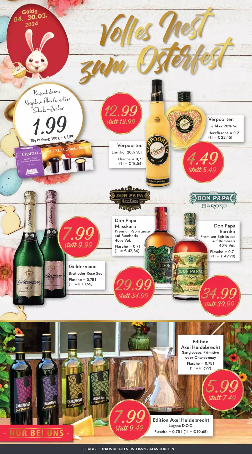 Aktueller Prospekt Getraenkeland - von 18.03 bis 30.03.2024 - strona 4 - produkty: angebot, angebote, axe, Becher, bestpreis, brut, chardonnay, eier, eierlikör, eis, flasche, geldermann, likör, primitivo, reis, riegel, rum, schoko, Spezi, Ti, verpoorten