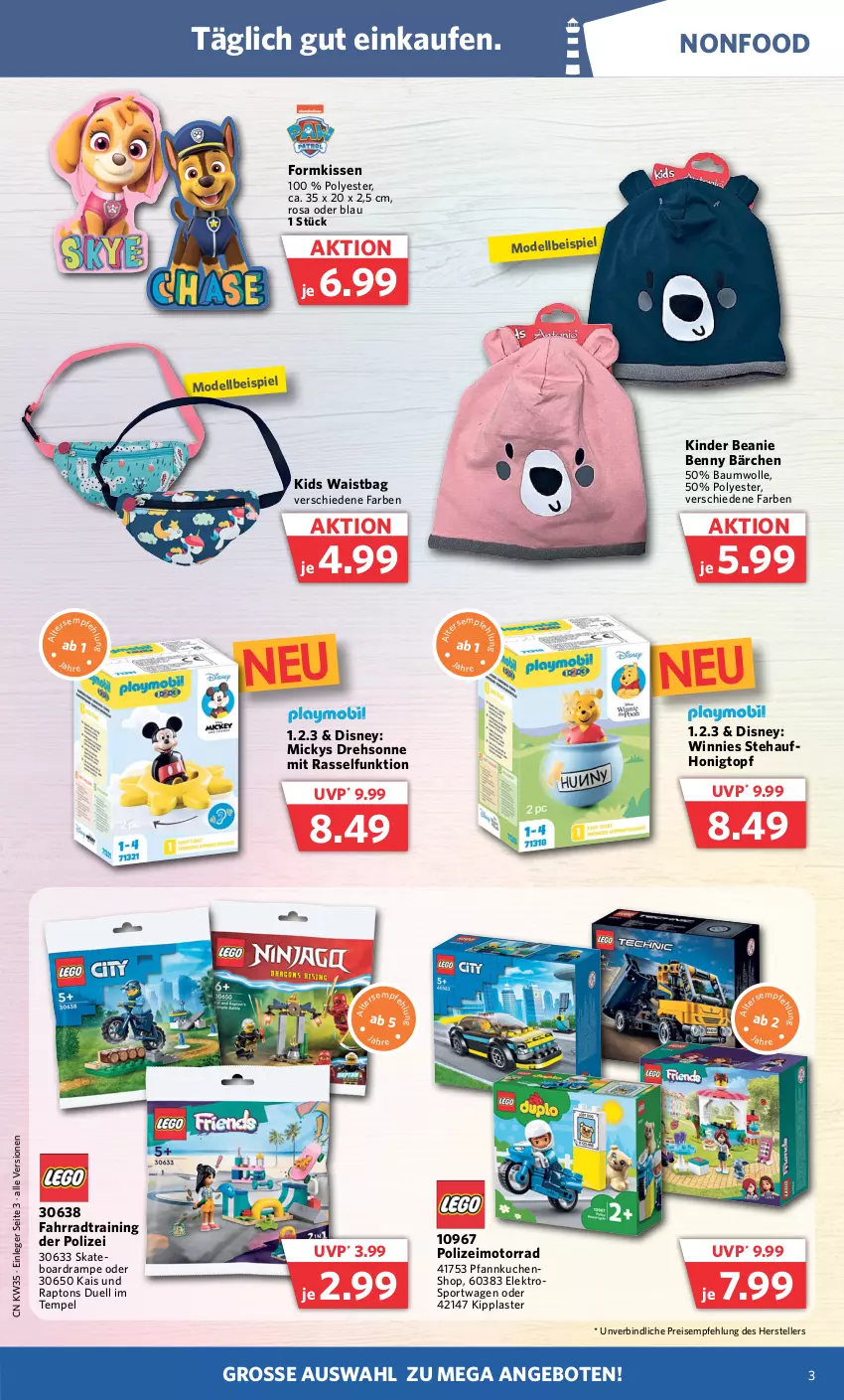 Aktueller Prospekt Combi - Prospekte - von 28.08 bis 02.09.2023 - strona 3 - produkty: angebot, angebote, Bau, baumwolle, Beanie, dell, disney, eis, Elektro, elle, Fahrrad, honig, Kinder, kissen, kuchen, Mode, Pfannkuchen, reis, Skateboard, Sport, teller, Ti, topf, wolle