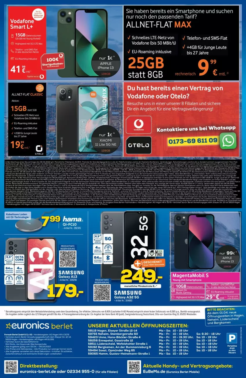 Aktueller Prospekt Euronics - Prospekte - von 06.04 bis 13.04.2022 - strona 10 - produkty: angebot, angebote, Apple, elle, ente, Handy, Samsung, samsung galaxy, Samsung Galaxy A, smartphone, tee, telefon, Ti, Tiere, uhr, vodafone, Yo