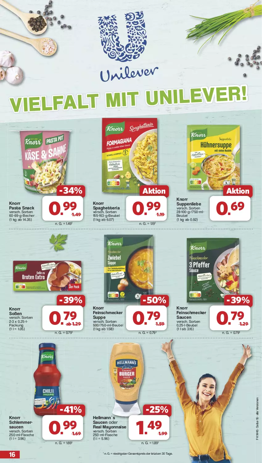 Aktueller Prospekt Famila - Prospekte - von 04.11 bis 09.11.2024 - strona 16 - produkty: Becher, beutel, eis, feinschmecker, flasche, knorr, knorr pasta, mayonnaise, pasta, pasta snack, reis, Ria, sauce, saucen, snack, Soße, suppe, suppen, suppenliebe, Ti, Yo, ZTE