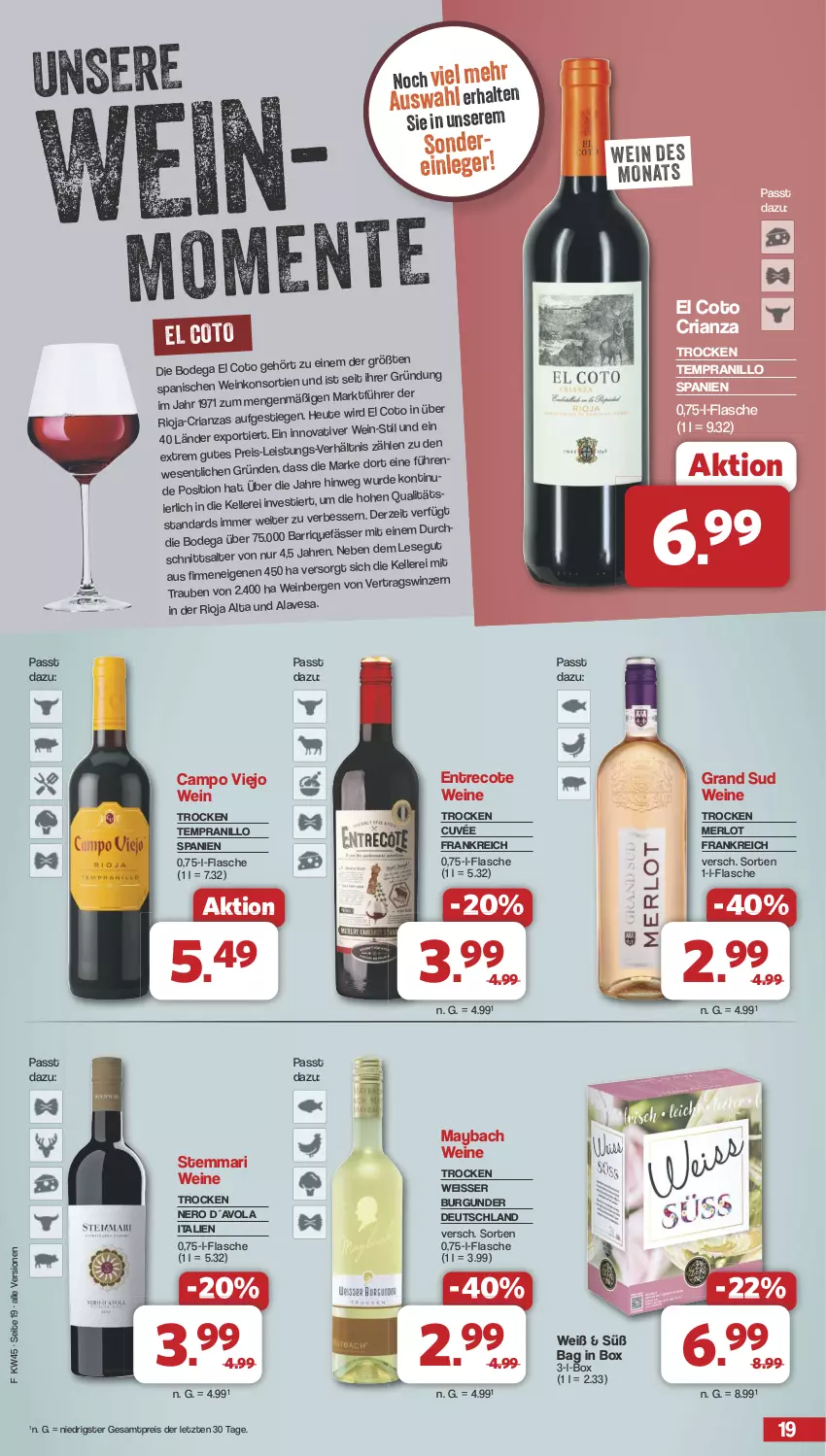 Aktueller Prospekt Famila - Prospekte - von 04.11 bis 09.11.2024 - strona 19 - produkty: burgunder, campo viejo, cuvée, eis, elle, flasche, grand sud, gsw, Heu, maybach, merl, merlot, nero, reis, Ria, rioja, tempranillo, Ti, trauben, wein, weine, ZTE