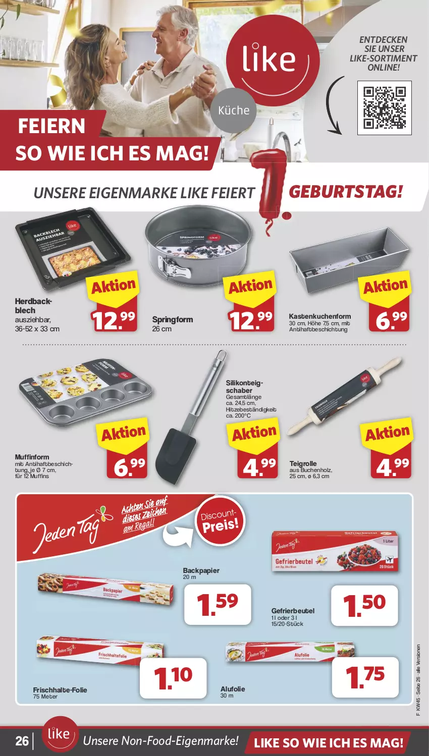 Aktueller Prospekt Famila - Prospekte - von 04.11 bis 09.11.2024 - strona 26 - produkty: beutel, buch, decke, eier, gefrierbeutel, Holz, Kastenkuchen, Kastenkuchenform, kuchen, Muffin, Muffinform, muffins, papier, ring, Springform, Teigrolle, Teigschaber, Ti