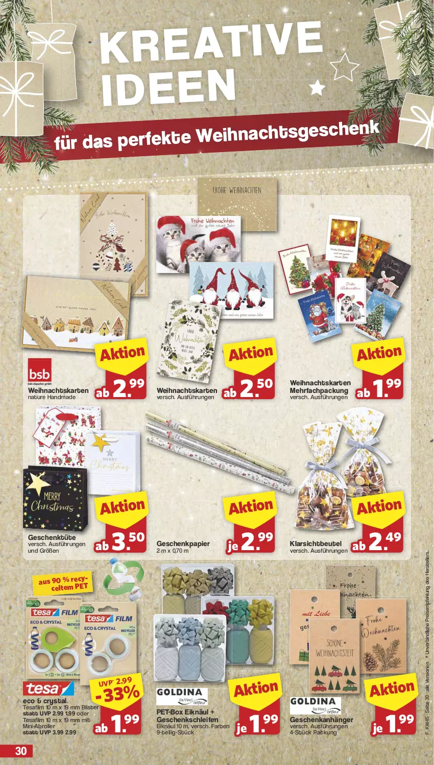 Aktueller Prospekt Famila - Prospekte - von 04.11 bis 09.11.2024 - strona 30 - produkty: Anhänger, beutel, eis, elle, Geschenkpapier, HP, natur, papier, reis, Roller, teller, tesa, Ti, Tüte