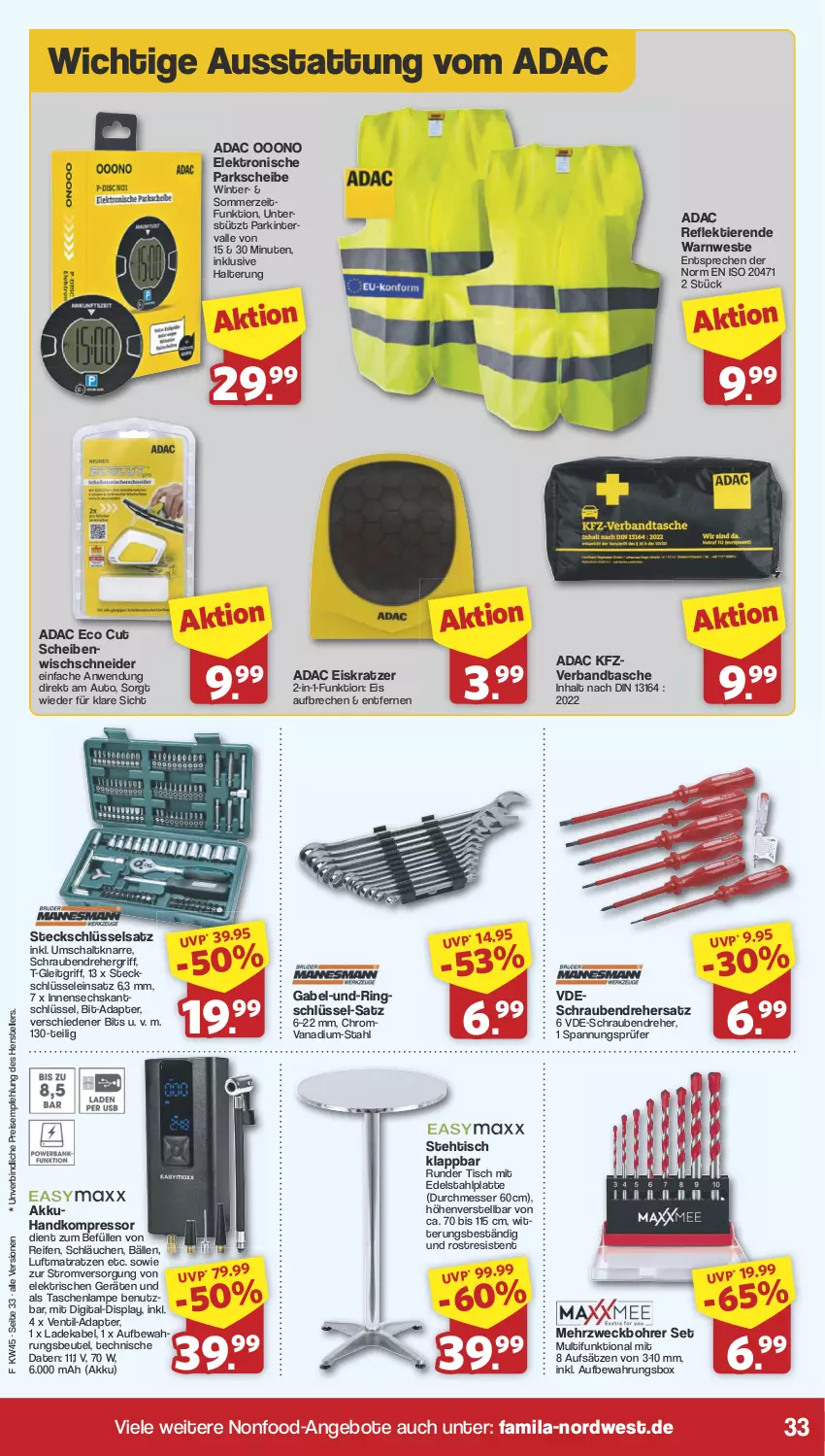 Aktueller Prospekt Famila - Prospekte - von 04.11 bis 09.11.2024 - strona 33 - produkty: adapter, akku, angebot, angebote, aufbewahrungsbox, auto, beutel, deka, edelstahl, eis, Eiskratzer, Elektro, elle, gabel, kompressor, ladekabel, Lampe, latte, luftmatratze, matratze, matratzen, messer, ndk, reifen, reis, ring, Schal, schläuche, schrauben, Schraubendreher, Steckschlüsselsatz, Tasche, taschen, taschenlampe, teller, Ti, Tiere, tisch, Warnweste, weck, Weste