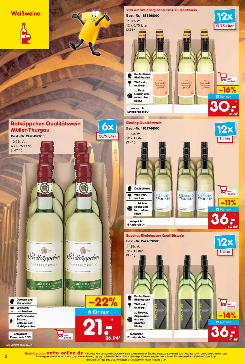 Aktueller Prospekt Netto Marken-Discount - Online-Angebote August - von 01.08 bis 31.08.2023 - strona 2 - produkty: ACC, angebot, bestpreis, eis, fisch, Geflügel, Heu, Käse, küche, LG, Müller, Müller-Thurgau, ndk, nudel, Nudelgericht, nudeln, qualitätswein, reis, riesling, rotkäppchen, salat, salate, Ti, tisch, vorspeise, wein, weine, Weißwein, ziegenkäse, ZTE