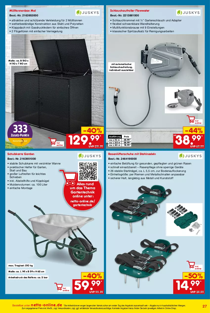 Aktueller Prospekt Netto Marken-Discount - Online-Angebote August - von 01.08 bis 31.08.2023 - strona 27 - produkty: adapter, angebot, auto, Bau, brause, bügel, eis, ente, Garten, gartenschlauch, kleid, Kleidung, ndk, rasen, reifen, Reinigung, reis, riegel, Roller, schlauch, schuhe, Schütze, Ti, tisch, trommel, wandhalterung, Wanne, ZTE