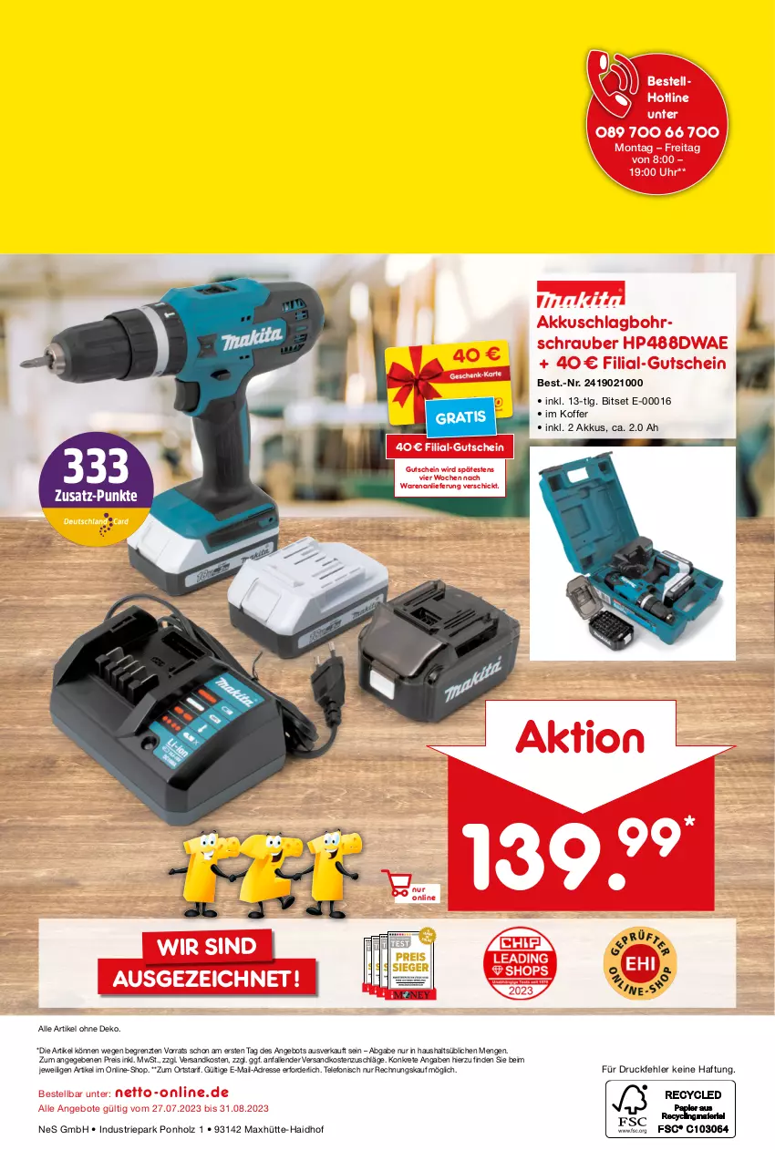 Aktueller Prospekt Netto Marken-Discount - Online-Angebote August - von 01.08 bis 31.08.2023 - strona 48 - produkty: akku, angebot, angebote, Bitset, eis, gutschein, Holz, HP, koffer, LG, ndk, reis, telefon, Ti, uhr, ZTE