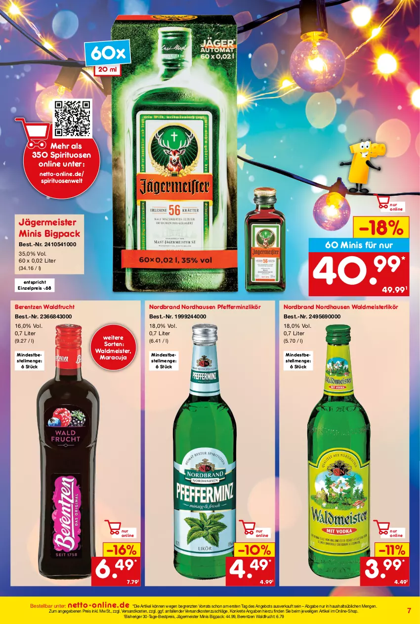 Aktueller Prospekt Netto Marken-Discount - Online-Angebote August - von 01.08 bis 31.08.2023 - strona 7 - produkty: angebot, berentzen, bestpreis, eis, frucht, Germ, jägermeister, likör, maracuja, Meister, ndk, nordbrand, pfeffer, pfefferminzlikör, reis, spirituosen, Ti, waldmeister, ZTE