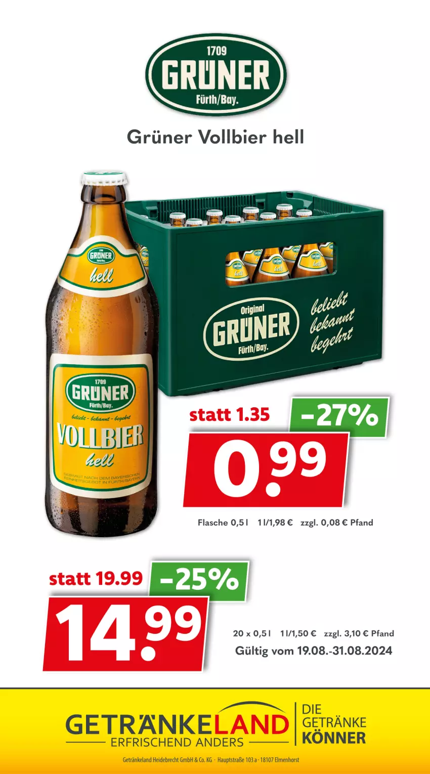 Aktueller Prospekt Getraenkeland - von 19.08 bis 31.08.2024 - strona 12 - produkty: bier, Elan, flasche, getränk, getränke, Ti