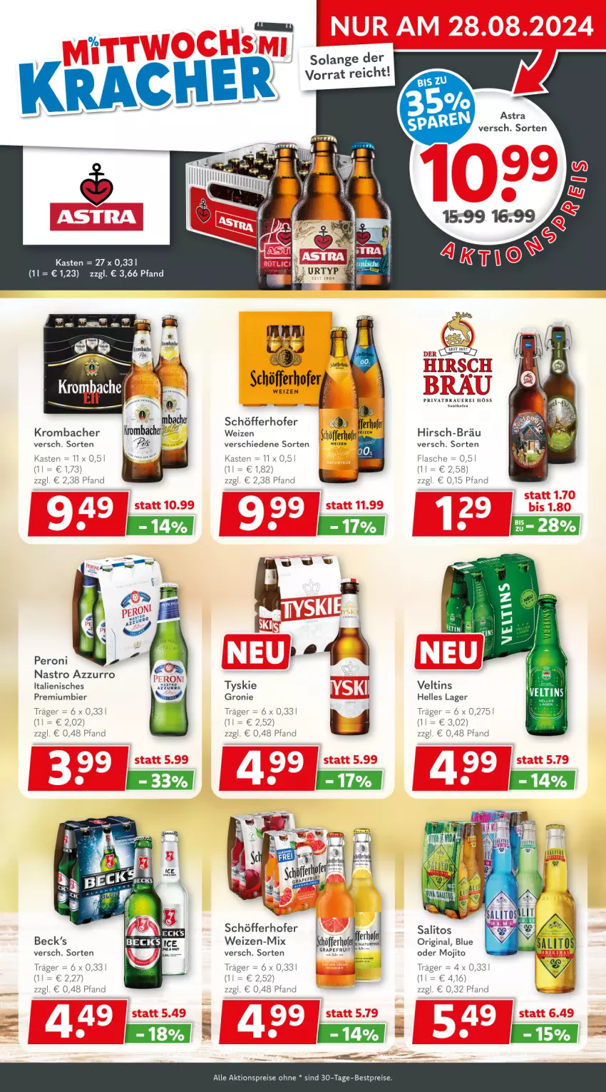 Aktueller Prospekt Getraenkeland - von 19.08 bis 31.08.2024 - strona 3 - produkty: aktionspreis, Astra, auer, beck's, bestpreis, bestpreise, bier, eis, elle, flasche, gin, krombache, krombacher, mojito, Ofen, Peroni, Premiumbier, reis, schöfferhofer, Ti, veltins