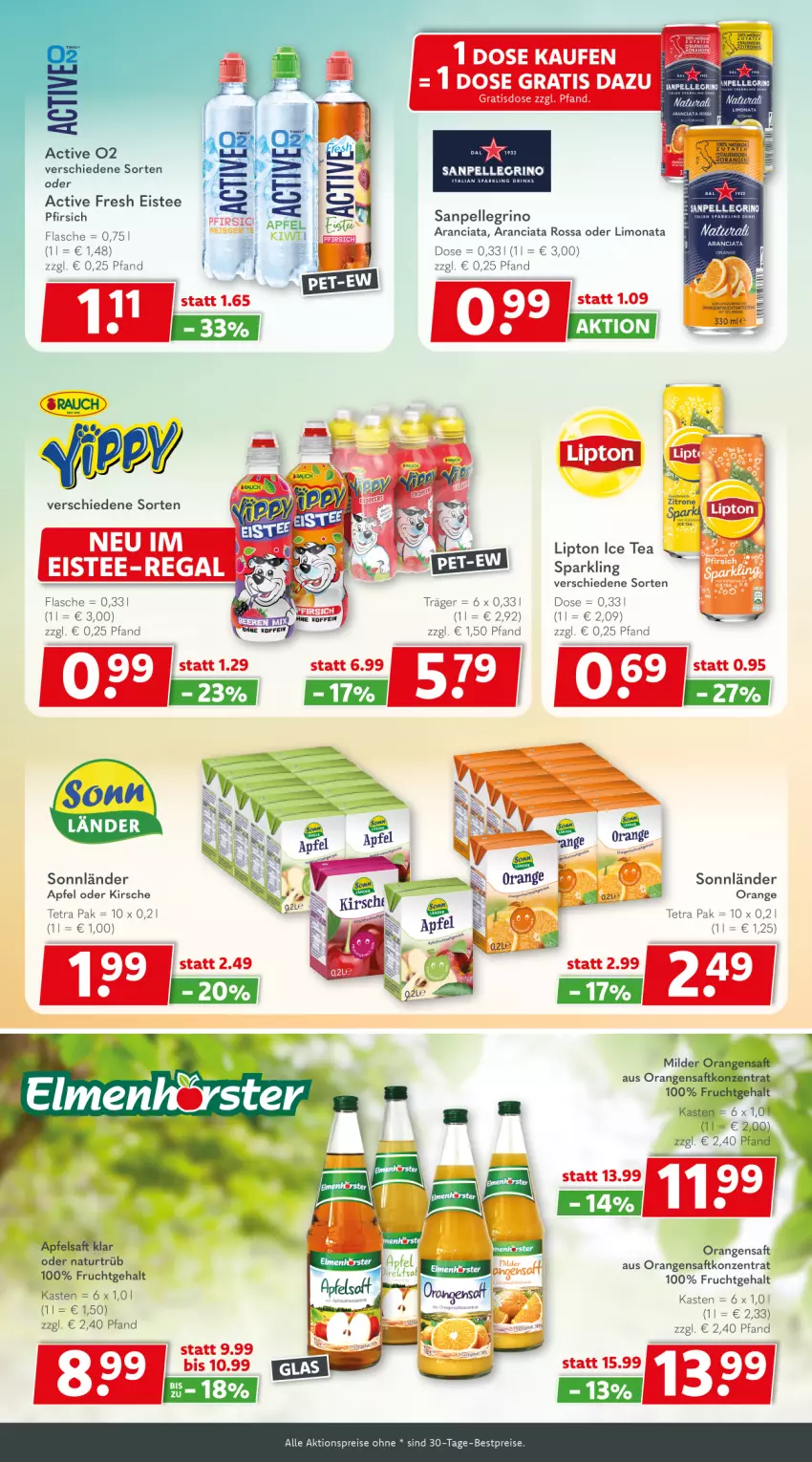 Aktueller Prospekt Getraenkeland - von 19.08 bis 31.08.2024 - strona 4 - produkty: aktionspreis, apfel, bestpreis, bestpreise, eier, eis, eistee, elle, frucht, ice tea, kirsch, kirsche, limo, lipton, lipton ice tea, natur, natura, orange, orangen, orangensaft, pfirsich, regal, reis, saft, sanpellegrino, tee, Ti, Yo