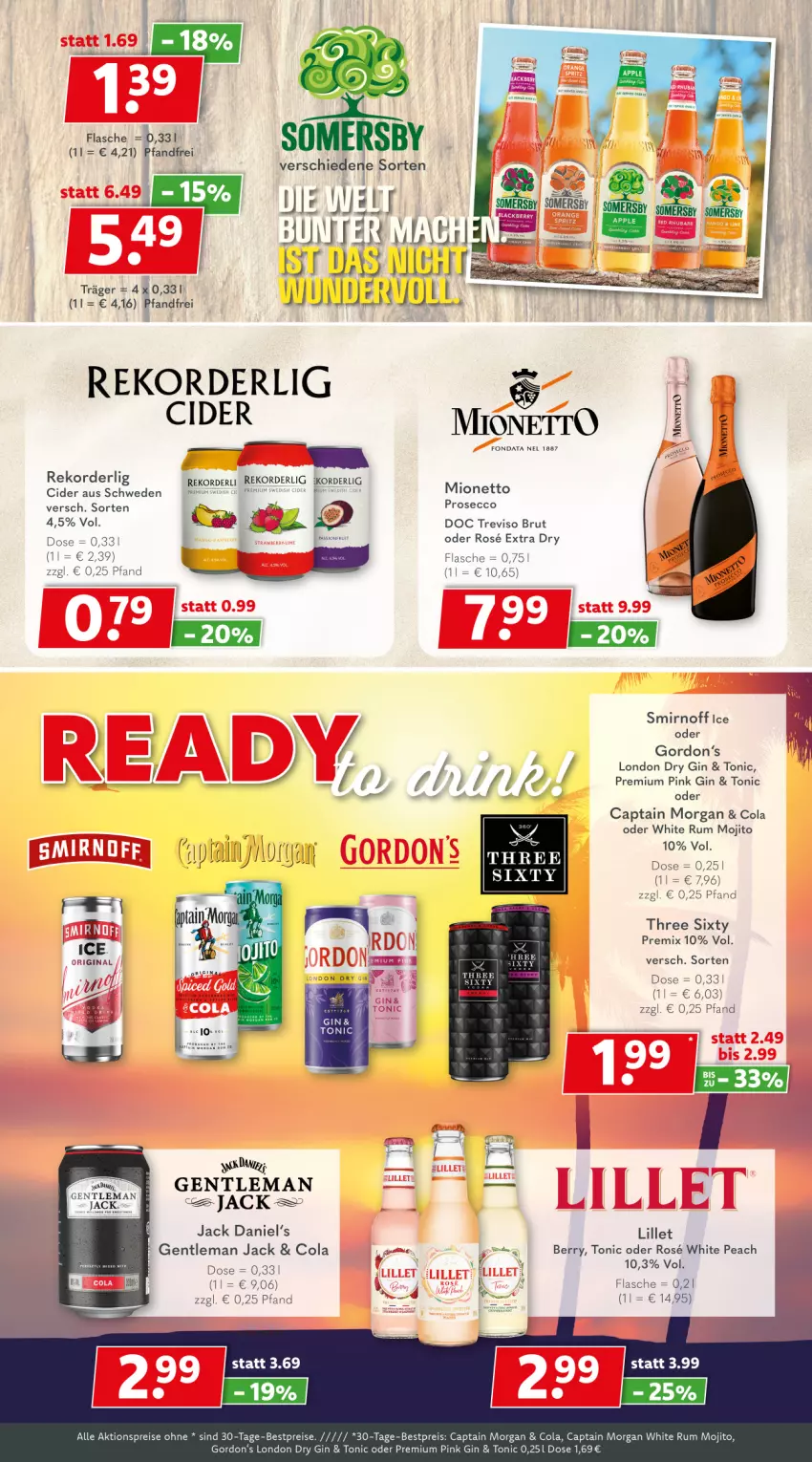 Aktueller Prospekt Getraenkeland - von 19.08 bis 31.08.2024 - strona 8 - produkty: aktionspreis, beko, bestpreis, bestpreise, brut, Cap, captain morgan, cider, cola, dry gin, ecco, eis, flasche, gin, gordon, Gordon’s, jack daniel, jack daniel's, lillet, london dry, london dry gin, mojito, prosecco, reis, rum, sim, smirnoff, somersby, Three Sixty, Ti, tonic, white rum