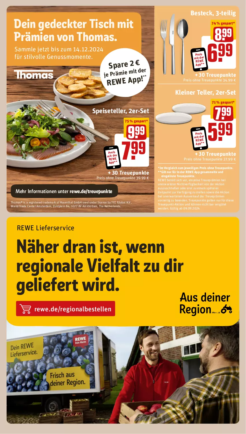 Aktueller Prospekt Rewe - Prospekte - von 16.09 bis 21.09.2024 - strona 11 - produkty: besteck, eis, elle, ente, erde, leine, lieferservice, nuss, reis, rosen, Speiseteller, teller, Ti, tisch