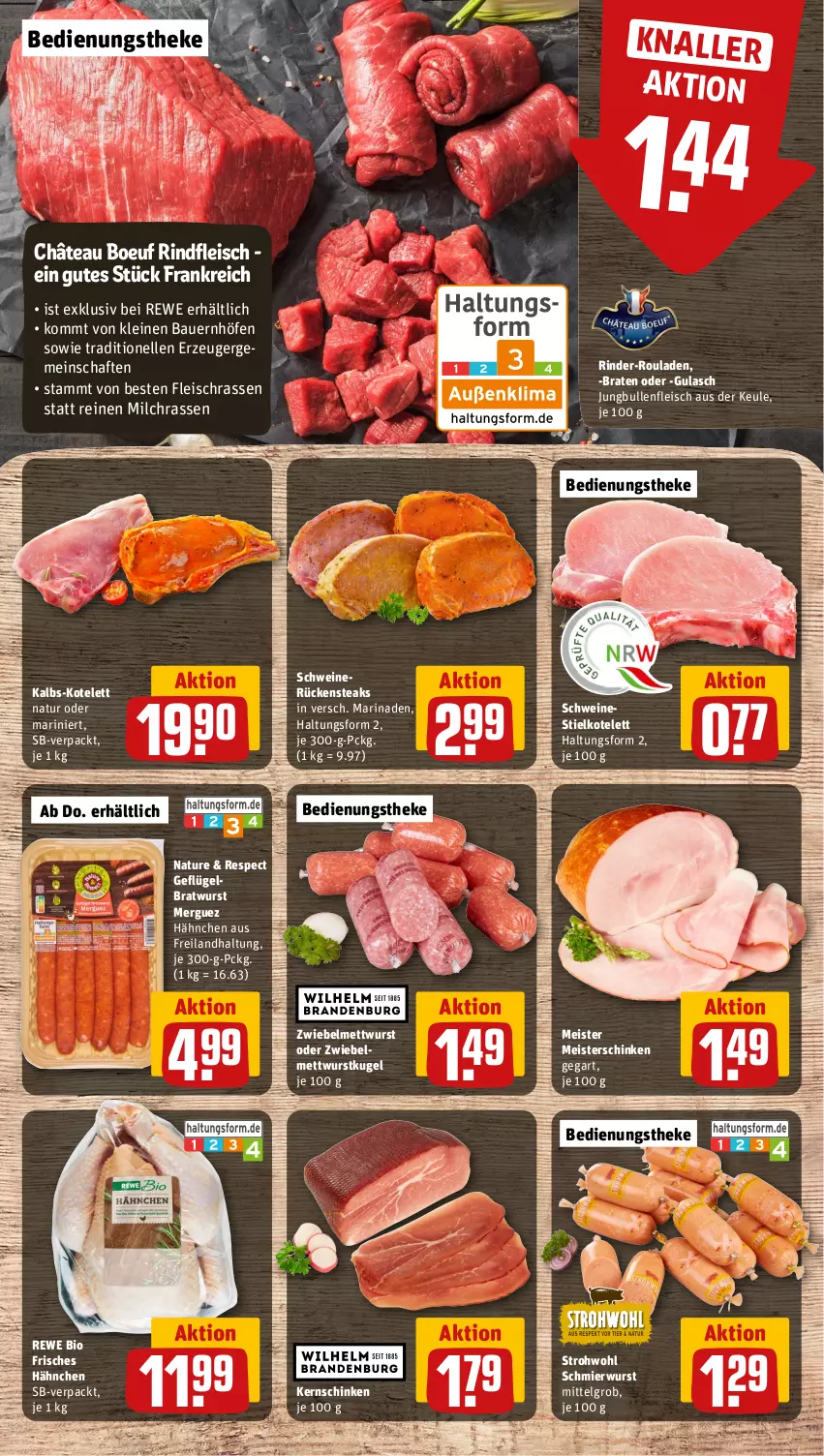 Aktueller Prospekt Rewe - Prospekte - von 16.09 bis 21.09.2024 - strona 6 - produkty: auer, Bau, Bauer, bio, braten, bratwurst, eis, elle, fleisch, Geflügel, gulasch, jungbullen, kernschinken, kotelett, Kugel, leine, LG, marinade, Meister, Mett, mettwurst, milch, natur, rewe bio, rind, rinder, rinder-rouladen, rindfleisch, rouladen, Rückensteak, rückensteaks, schinken, schwein, schweine, schweinerücken, steak, steaks, Ti, wein, weine, wurst, zwiebel, zwiebelmettwurst