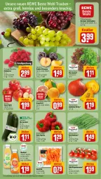 Gazetka promocyjna Rewe - Prospekte - Gazetka - ważna od 21.09 do 21.09.2024 - strona 4 - produkty: beere, beeren, bio, bohne, bohnen, Buschbohnen, grapefruit, himbeer, himbeere, himbeeren, Kürbis, paprika, pflaume, pflaumen, rewe beste wahl, rispentomaten, salat, Schal, Schale, sim, simba, snack, tafeltrauben, Ti, tomate, tomaten, trauben, zucchini