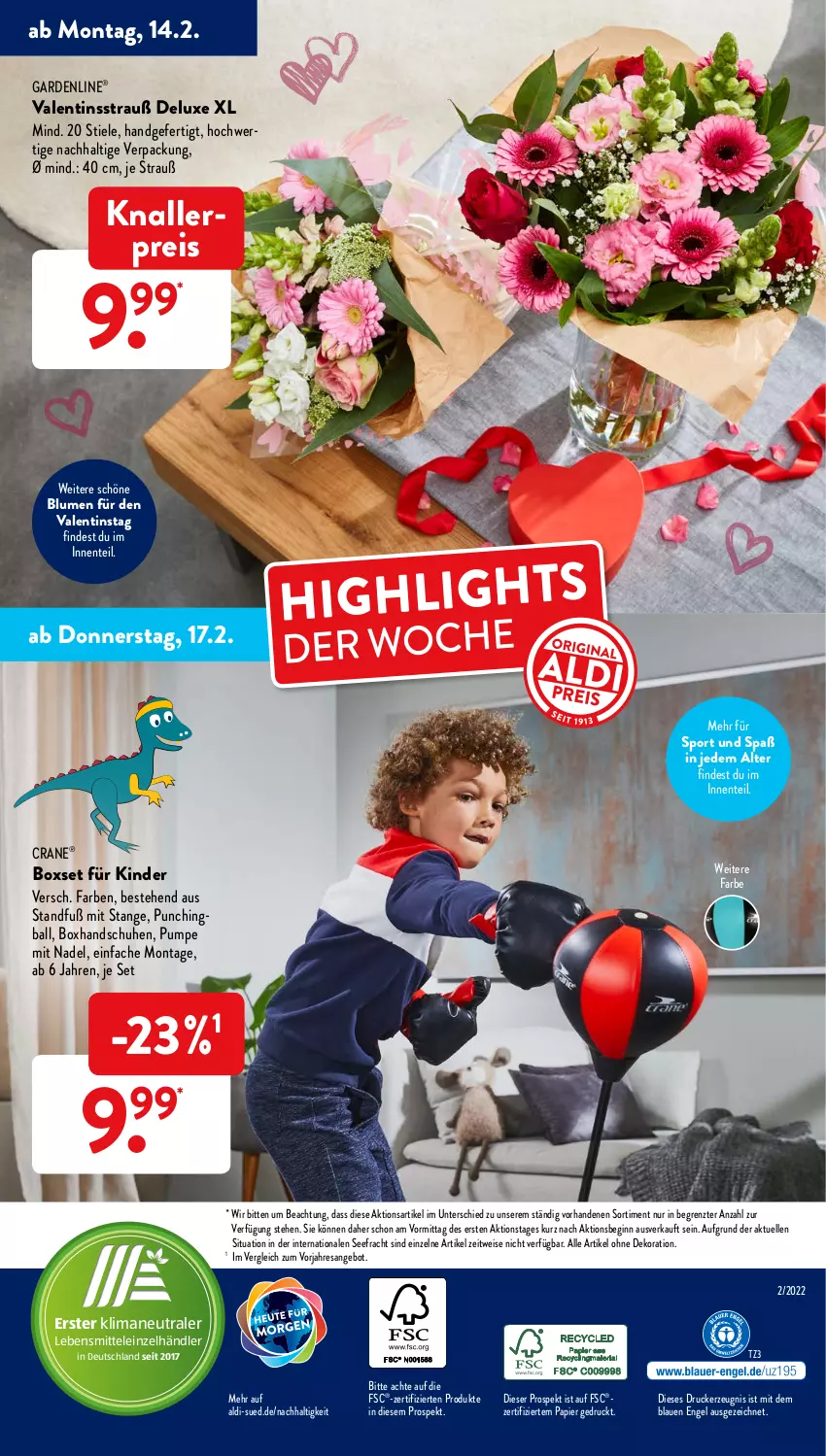 Aktueller Prospekt AldiSud - ALDI Aktuell - von 14.02 bis 19.02.2022 - strona 47 - produkty: aldi, alle artikel ohne dekoration, angebot, ball, blume, blumen, dekoration, drucker, eis, elle, Engel, ente, gardenline®, gin, handschuhe, kerze, Kinder, knallerpreis, lebensmittel, papier, reis, resa, schuhe, Sport, Ti, ZTE