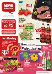 Gazetka promocyjna Rewe - REWE Ihr Kaufpark - Gazetka - ważna od 13.02 do 13.02.2021 - strona 1 - produkty: alkohol, angebot, angebote, beere, beeren, blume, blumen, butter, coca-cola, cola, eis, elle, ente, erdbeere, erdbeeren, flasche, fleisch, fleischwurst, irische butter, kerrygold, kerrygold extra, knoblauch, milka, mit oder ohne knoblauch, mumm, ring, rosen, Schal, Schale, schnitten, schnitzel, schwein, schweine, schweineschnitzel, sekt, Ti, uhr, unser super-tagesangebot, wein, weine, wurst