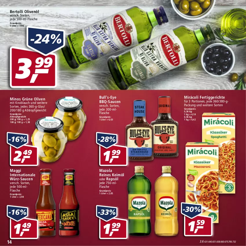 Aktueller Prospekt Real - Real Handzettel - von 28.02 bis 05.03.2022 - strona 14 - produkty: bbq-sauce, bertolli, eis, fertiggericht, fertiggerichte, flasche, grüne oliven, keimöl, knoblauch, maggi, mazola, Mirácoli, mit knoblauch, olive, oliven, olivenöl, rapsöl, reis, sauce, saucen, Ti