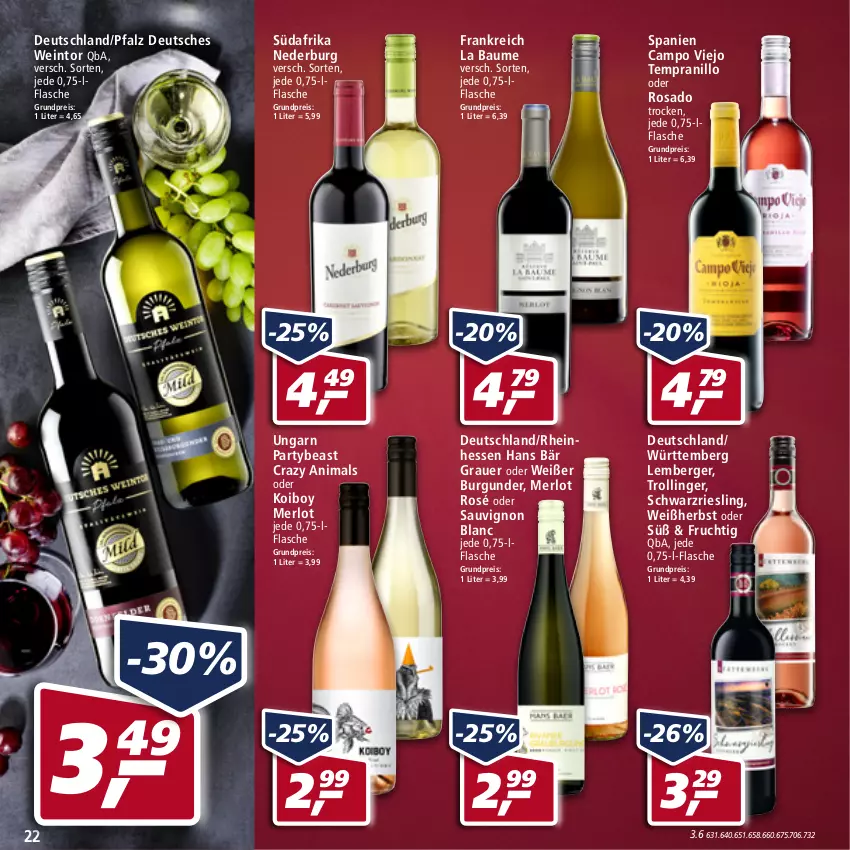 Aktueller Prospekt Real - Real Handzettel - von 28.02 bis 05.03.2022 - strona 22 - produkty: auer, Bau, Berger, burgunder, campo viejo, eis, flasche, frucht, merl, merlot, nederburg, reis, riesling, sauvignon, sauvignon blanc, schwarzriesling, tempranillo, Ti, trolli, trollinger, wein