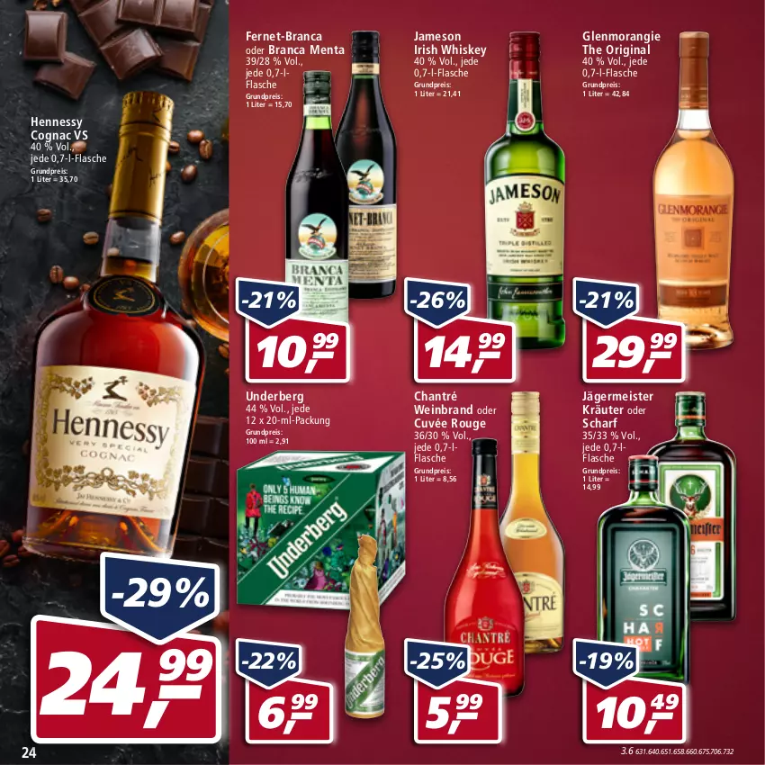 Aktueller Prospekt Real - Real Handzettel - von 28.02 bis 05.03.2022 - strona 24 - produkty: chantré, Cognac, cuvée, eis, Fernet, flasche, Germ, gin, irish whiskey, jägermeister, jameson, kräuter, Meister, reis, rouge, underberg, wein, weinbrand, whiskey