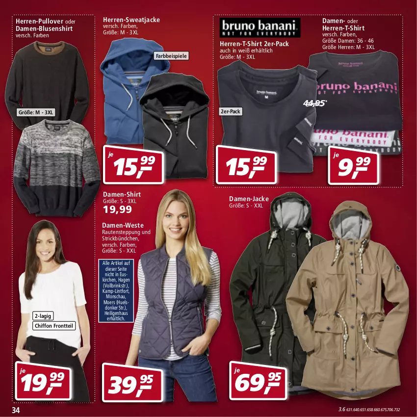 Aktueller Prospekt Real - Real Handzettel - von 28.02 bis 05.03.2022 - strona 34 - produkty: bluse, damen-bluse, damen-shirt, eis, herren-t-shirt, Jacke, Pullover, shirt, Spiele, sweatjacke, T-Shirt, Ti, Weste