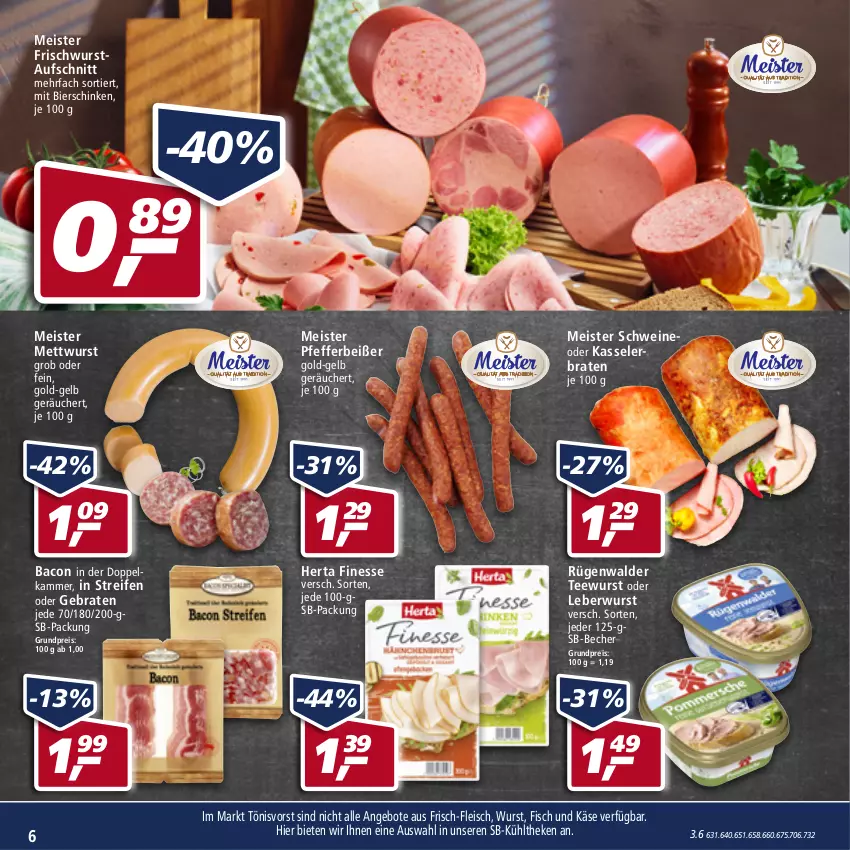 Aktueller Prospekt Real - Real Handzettel - von 28.02 bis 05.03.2022 - strona 6 - produkty: angebot, angebote, aufschnitt, bacon, Becher, bier, bierschinken, braten, eis, finesse, fisch, fleisch, herta, herta finesse, Käse, kasseler, Kasselerbraten, leberwurst, Meister, Mett, mettwurst, pfeffer, Pfefferbeißer, reifen, reis, rügenwalder, schinken, schwein, schweine, tee, teewurst, Ti, wein, weine, wurst