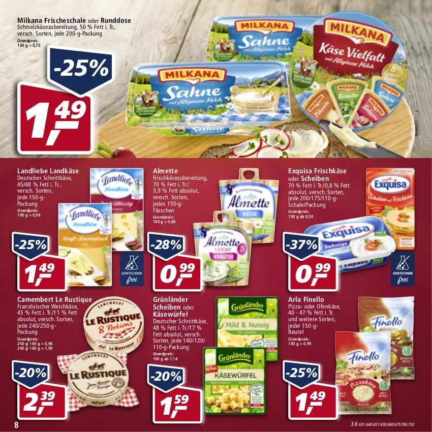 Aktueller Prospekt Real - Real Handzettel - von 28.02 bis 05.03.2022 - strona 8 - produkty: almette, arla, beutel, camembert, deutscher schnittkäse, eis, exquisa, exquisa frischkäse, finello, französischer weichkäse, frischkäse, frischkäsezubereitung, grünländer, Käse, landkäse, landliebe, Le Rustique, Mett, milka, milkana, ndk, Ofen, Ofenkäse, pizza, reis, Schal, Schale, Schmelzkäse, schmelzkäsezubereitung, schnittkäse, Ti, weichkäse, würfel