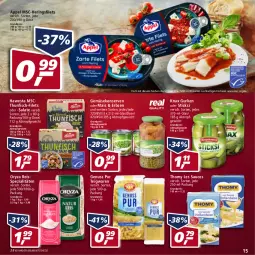Gazetka promocyjna Real - Real Handzettel - Gazetka - ważna od 05.03 do 05.03.2022 - strona 15 - produkty: eis, erbsen, filet, filets, fisch, fische, Fischer, Gemüsekonserve, gurke, gurken, hawesta, hering, Herings, heringsfilets, Konserven, mais, nuss, oryza, reis, reiss, ring, salat, salate, sauce, Schere, Spezi, teigwaren, thomy, thomy les sauces, thunfisch, Ti
