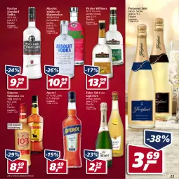 Gazetka promocyjna Real - Real Handzettel - Gazetka - ważna od 05.03 do 05.03.2022 - strona 23 - produkty: Absolut Vodka, aperol, eis, flasche, freixenet, osborne, pircher, reis, russian standard, sekt, veterano, vodka