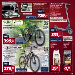 Gazetka promocyjna Real - Real Handzettel - Gazetka - ważna od 05.03 do 05.03.2022 - strona 33 - produkty: adapter, akku, Bau, beleuchtung, briketts, buch, drehgriffschalter, eis, elle, ente, Fahrrad, gabel, grill, grillbriketts, grillholzkohle, Holz, holzkohle, Mountainbike, preis für vormontierte räder, reifen, reis, Roller, Schal, scooter, shimano, shimano drehgriffschalter, teller, Ti