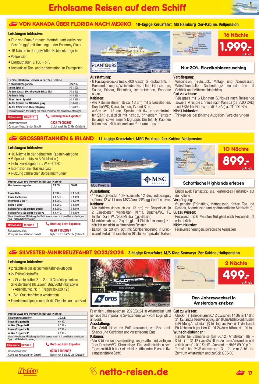 Aktueller Prospekt Netto Marken-Discount - Reise-Angebote August - von 27.07 bis 31.08.2023 - strona 17 - produkty: asti, bett, Betten, bier, brita, buch, drink, drinks, dusche, eier, eis, ente, erde, Etagenbett, fanta, fenster, Garten, getränk, getränke, Glastür, kaffee, kreuzfahrten, pool, rama, reis, reiseveranstalter, rezept, rum, rwe, SANTE, schott, sim, snack, snacks, Spezi, stube, tee, telefon, Ti, tisch, uhr, weck, wein, Whirlpool, würstchen