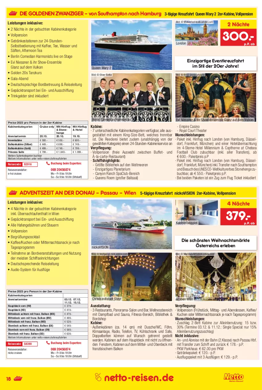 Aktueller Prospekt Netto Marken-Discount - Reise-Angebote August - von 27.07 bis 31.08.2023 - strona 18 - produkty: anreisetermine, Bad, balkonkabine, ball, bett, Betten, Brei, buch, cocktail, dusche, eis, erde, fenster, getränk, getränke, kaffee, kreuzfahrten, kuchen, kühlschrank, marinade, olive, Radio, rama, reis, reiseveranstalter, säfte, Schrank, snack, Sport, tee, telefon, Thea, Ti, uhr, wasser, wellnessbereich, Yo