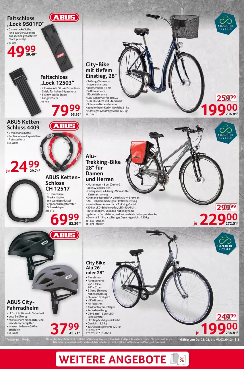 Aktueller Prospekt Selgros - Non Food - von 28.03 bis 03.04.2024 - strona 5 - produkty: abus, angebot, angebote, Bau, elle, Fahrrad, fahrradhelm, Faltschloss, felgen, gabel, insektenschutz, Kette, korb, led-licht, lenco, LG, nabendynamo, rücklicht, rücktrittbremse, säge, sattel, sattelstütze, Schal, sekt, shimano, Spezi, Tasche, tee, Ti, wasser