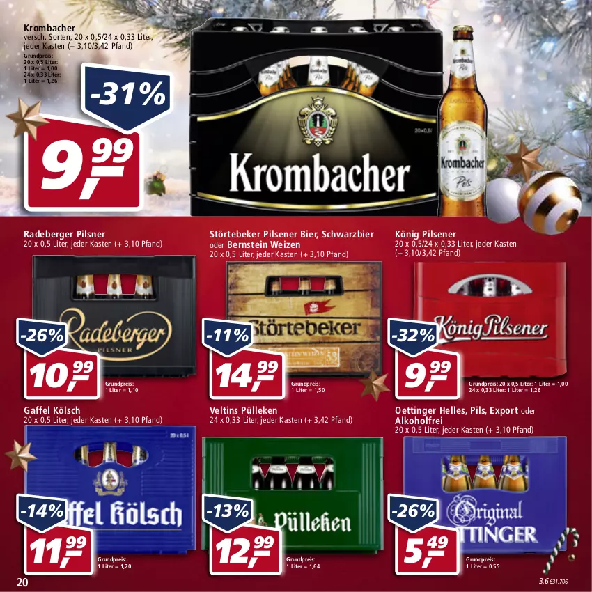 Aktueller Prospekt Real - Real Handzettel - von 13.12 bis 18.12.2021 - strona 20 - produkty: alkohol, Berger, bier, eis, elle, könig pilsener, krombache, krombacher, oettinger, pils, pilsener, pilsner, radeberger, radeberger pilsner, reis, störtebeker, Ti, veltins