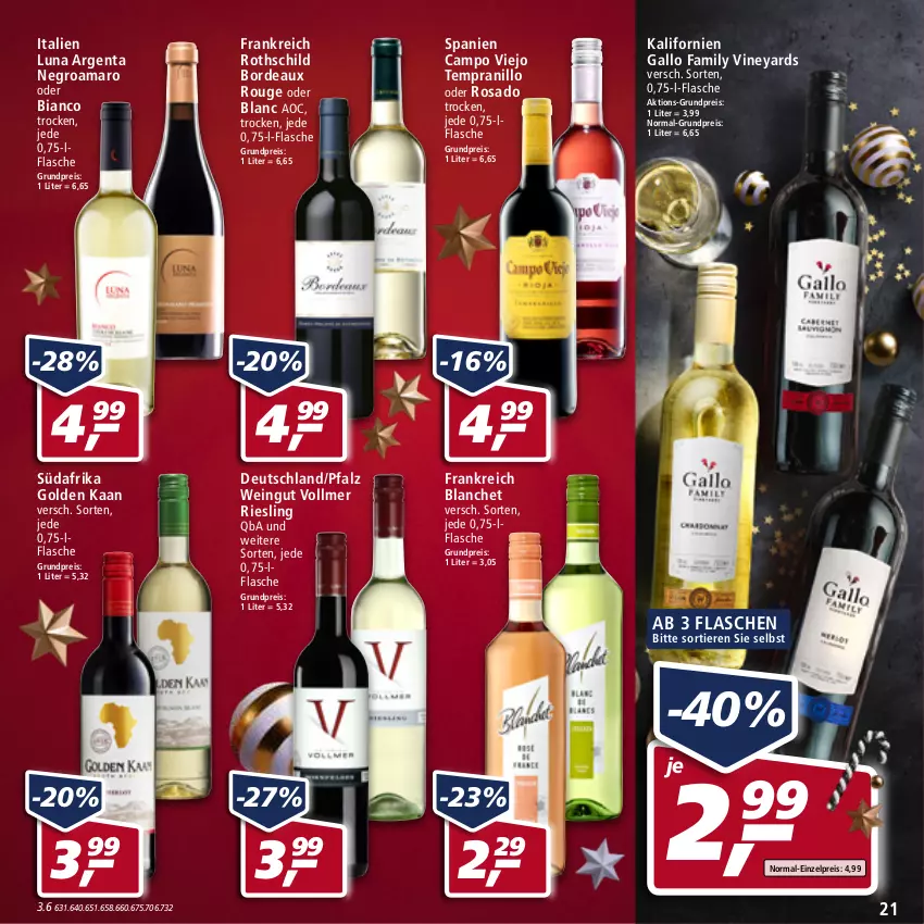 Aktueller Prospekt Real - Real Handzettel - von 13.12 bis 18.12.2021 - strona 21 - produkty: amaro, campo viejo, eis, flasche, gallo, gallo family, reis, riesling, rouge, tempranillo, Ti, Tiere, wein