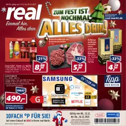 Gazetka promocyjna Real - Real Handzettel - Gazetka - ważna od 18.12 do 18.12.2021 - strona 1 - produkty: bohne, bohnen, coca-cola, coffein, cola, coupon, dallmayr, dallmayr prodomo, dvb, DVB-T, eis, elle, ente, , fanta, fanta oder, fanta oder sprite, fleisch, hackfleisch, HDMI, natur, oder sprite, payback, prodomo, Receiver, reis, rind, rinder, rinderhackfleisch, rum, Spektrum, sprite, teller, Ti, usb