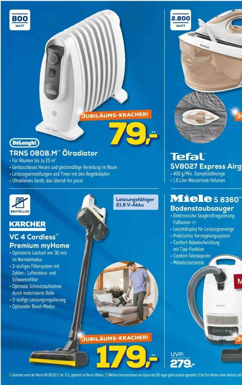 Aktueller Prospekt Euronics - Prospekte - von 11.01 bis 18.01.2023 - strona 23 - produkty: bodenstaubsauger, Dyson, eis, Elektro, karcher, kraft, leine, miele, riegel, staubsauger, tefal, Ti, timer, tisch, tuc, WICK