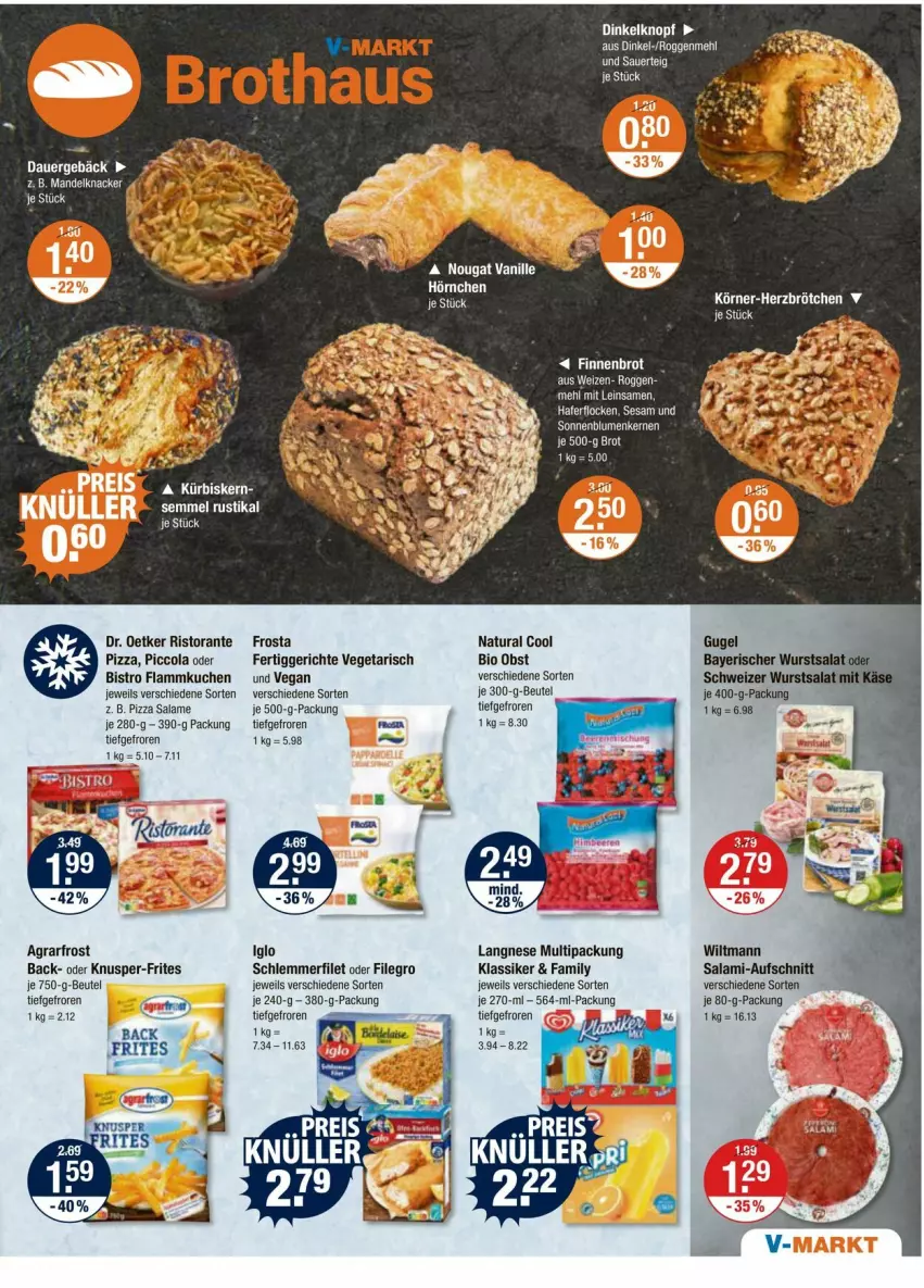 Aktueller Prospekt Vmarkt - Prospekte - von 10.05 bis 15.05.2024 - strona 5 - produkty: agrarfrost, auer, aufschnitt, beutel, bio, cola, Dr. Oetker, fertiggericht, fertiggerichte, filegro, filet, flammkuchen, frosta, iglo, kuchen, lamm, langnese, natur, natura, obst, pizza, pizza salame, ristorante, ristorante pizza, salami, schlemmerfilet, Semmel, Ti, vanille, Vegeta, wiltmann