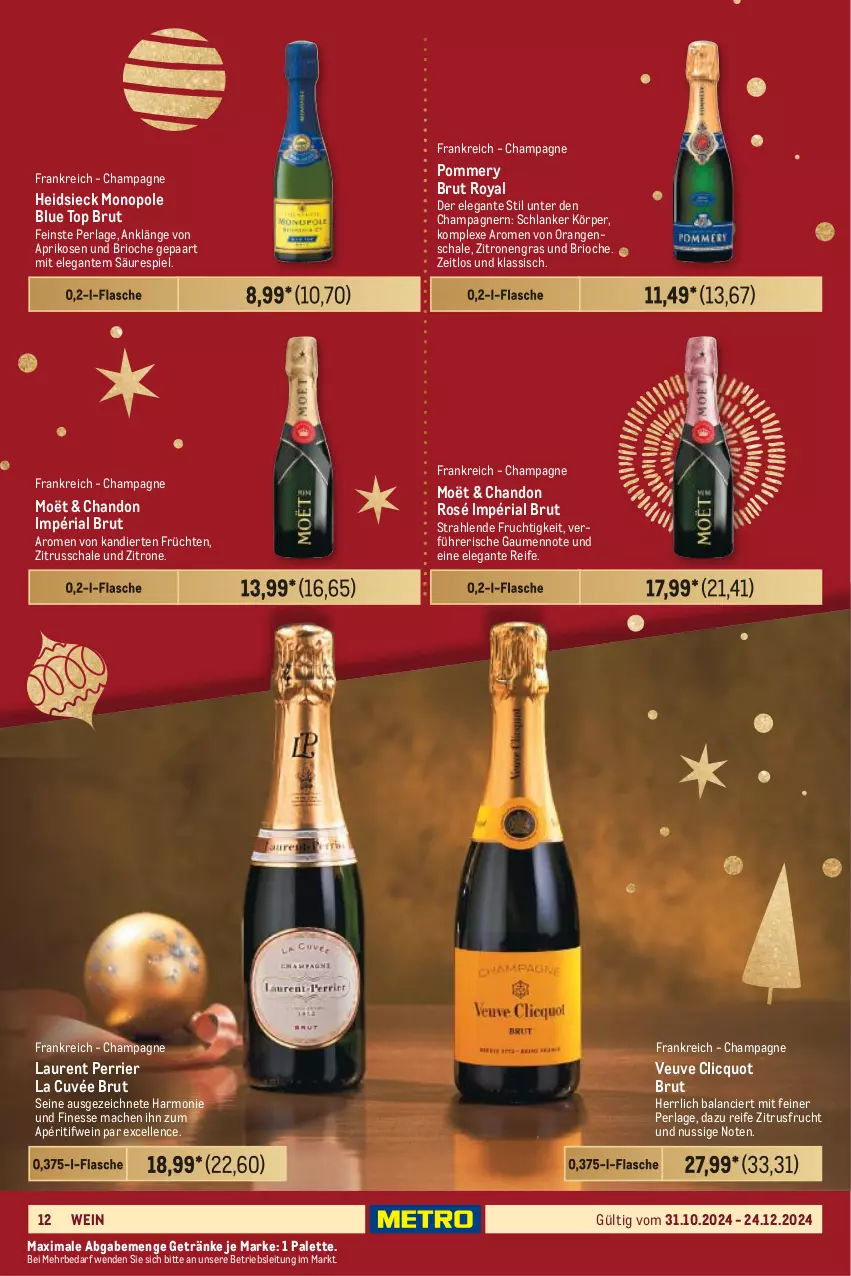 Aktueller Prospekt Metro - Geschenkkörbe und Präsentideen - von 31.10 bis 24.12.2024 - strona 12 - produkty: aprikose, aprikosen, brut, champagne, champagner, cuvée, elle, finesse, flasche, frucht, früchte, früchten, getränk, getränke, mac, nuss, orange, orangen, Palette, perla, Ria, Schal, Schale, Ti, wein, zitrone, zitronen