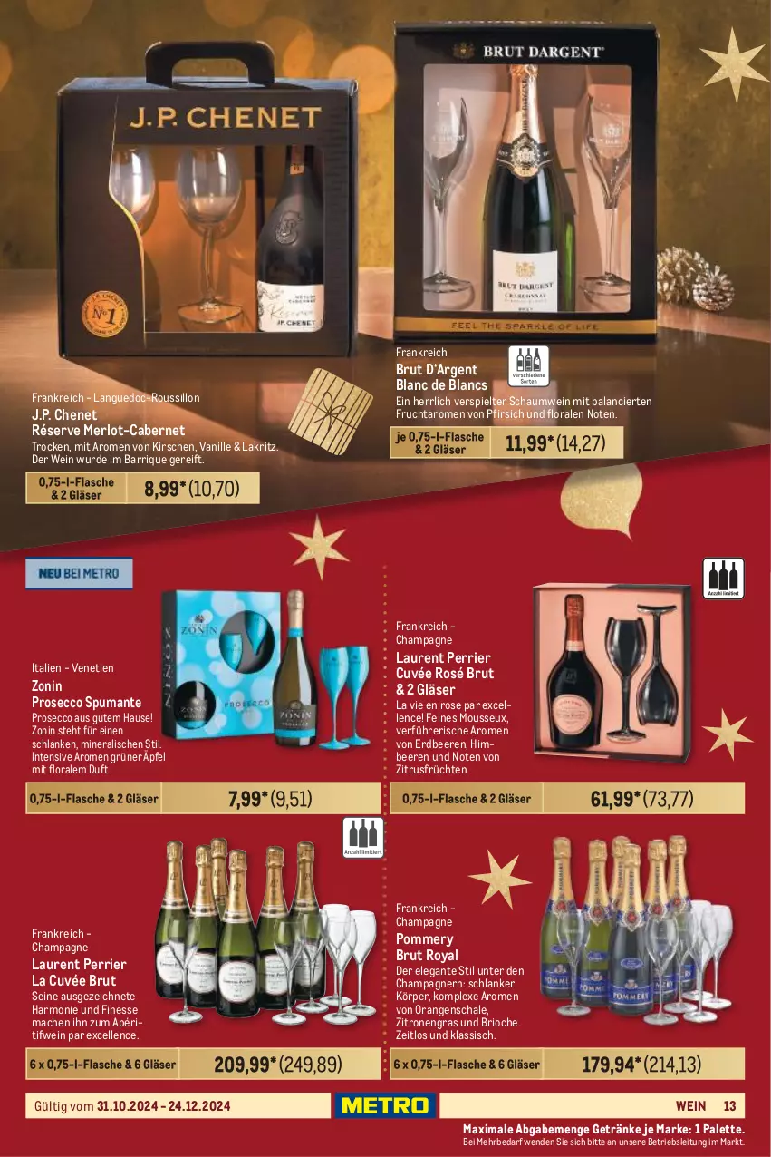 Aktueller Prospekt Metro - Geschenkkörbe und Präsentideen - von 31.10 bis 24.12.2024 - strona 13 - produkty: beere, beeren, brut, cabernet, champagne, champagner, cuvée, de blancs, ecco, elle, erdbeere, erdbeeren, finesse, flasche, frucht, früchte, früchten, getränk, getränke, Gläser, himbeer, himbeere, himbeeren, J.P. Chenet, kirsch, kirsche, kirschen, Lakritz, mac, merl, merlot, mousse, orange, orangen, Palette, pfirsich, prosecco, puma, Schal, Schale, spumante, Ti, vanille, wein, zitrone, zitronen, zonin