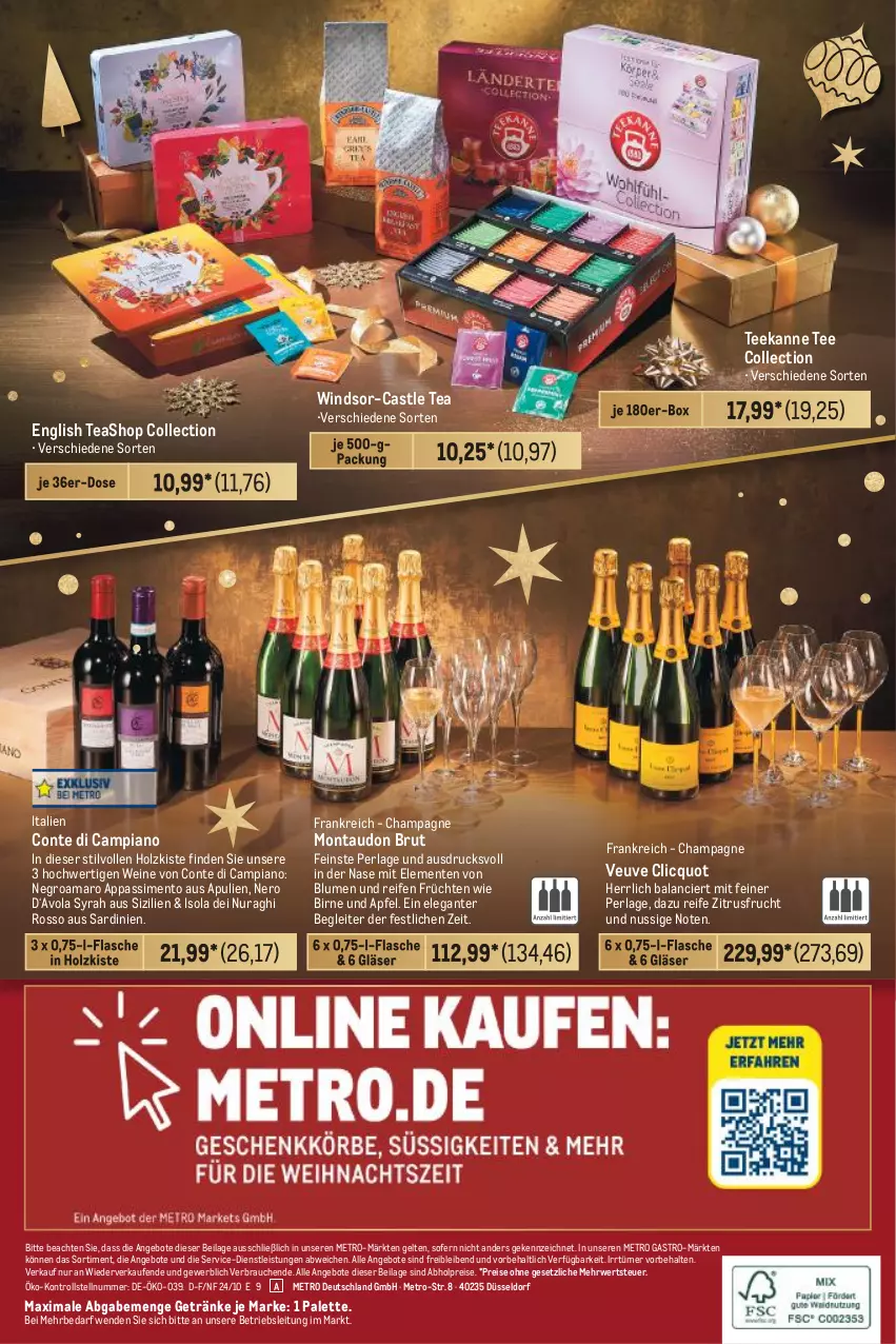 Aktueller Prospekt Metro - Geschenkkörbe und Präsentideen - von 31.10 bis 24.12.2024 - strona 20 - produkty: abholpreise, amaro, angebot, angebote, apfel, blume, blumen, brut, champagne, eis, ente, flasche, frucht, früchte, früchten, getränk, getränke, Gläser, Holz, ilag, Metro, metro gastro, nero, nuss, Palette, perla, Rauch, reifen, reis, rwe, sim, tee, teekanne, Ti, wein, weine