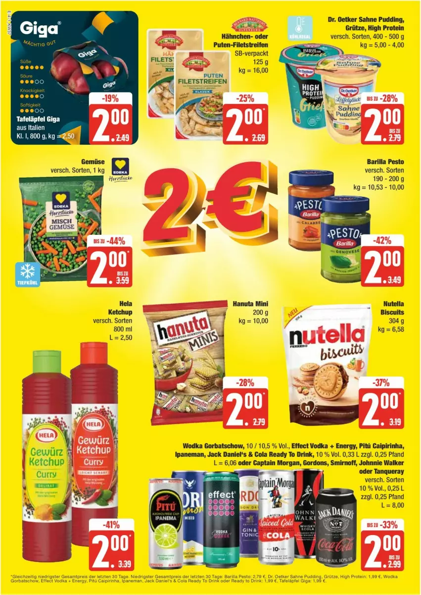 Aktueller Prospekt Edeka - Prospekte - von 09.09 bis 14.09.2024 - strona 4 - produkty: barilla, caipirinha, Cap, captain morgan, cola, Dr. Oetker, drink, Effect, eis, filet, filets, gewürz, Gorbatschow, grütze, hanuta, Hela, jack daniel, jack daniel's, johnnie walker, ketchup, nutella, pesto, pudding, pute, reifen, reis, sahne, tafeläpfel, Tanqueray, Ti, vodka, wodka, ZTE