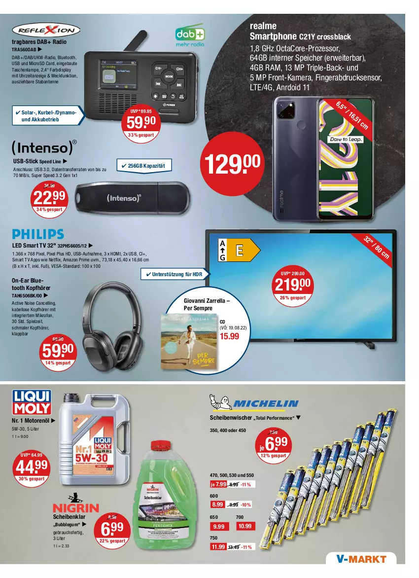 Aktueller Prospekt Vmarkt - V-Markt - von 18.08 bis 24.08.2022 - strona 15 - produkty: akku, Bau, fingerabdrucksensor, HDMI, kamera, kopfhörer, lack, Lampe, microsd, motorenöl, netflix, Radio, Rauch, rel, rwe, smart tv, smartphone, spee, Tasche, taschen, taschenlampe, Ti, uhr, usb, weck