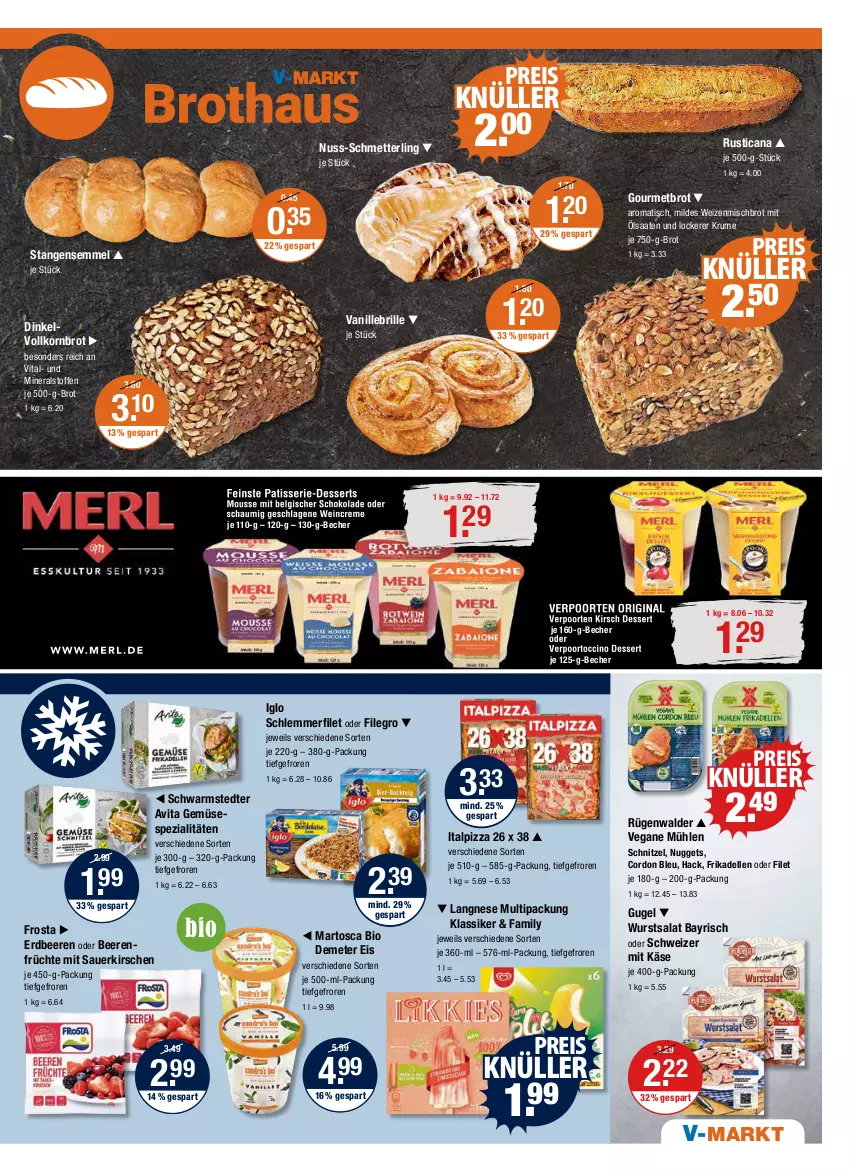 Aktueller Prospekt Vmarkt - V-Markt - von 18.08 bis 24.08.2022 - strona 5 - produkty: auer, Becher, beere, beeren, bio, Brille, brot, cordon bleu, dell, eis, elle, erdbeere, erdbeeren, filegro, filet, frikadellen, frosta, früchte, iglo, je 500-g-brot, je 750-g-brot, Käse, kirsch, kirsche, kirschen, korn, Kornbrot, langnese, Mett, nuggets, nuss, pizza, reis, rügenwalder, rum, salat, sauerkirschen, schlemmerfilet, Schmetterling, schnitzel, schwarmstedter, Semmel, Spezi, Ti, tisch, vanille, vita, vollkornbrot, weizenmischbrot, wurst