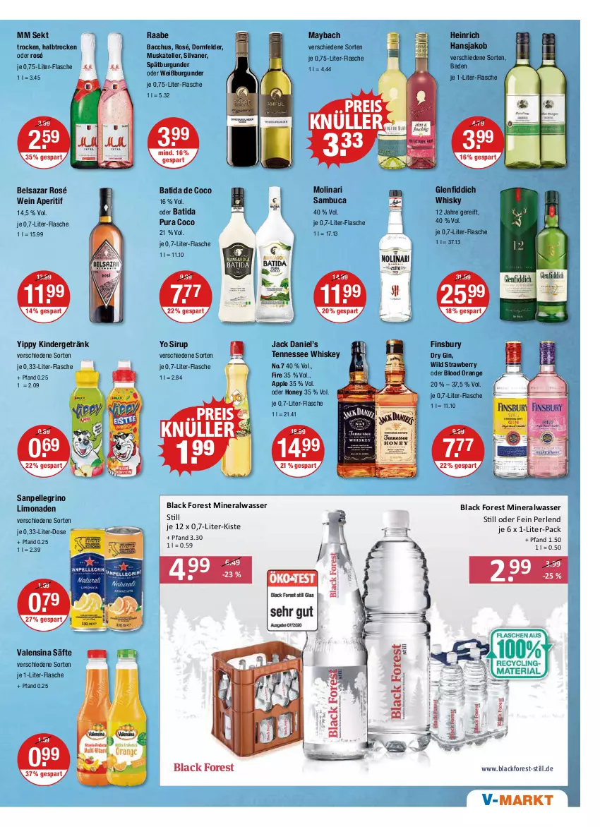 Aktueller Prospekt Vmarkt - V-Markt - von 18.08 bis 24.08.2022 - strona 9 - produkty: ACC, Alwa, aperitif, Apple, Bad, batida, Belsazar, black forest, burgunder, dornfelder, dry gin, eis, elle, finsbury, flasche, getränk, gin, jack daniel, Jack Daniel’s, jako, je 1-liter-flasche, Kinder, lack, limo, limonade, limonaden, maybach, mineralwasser, Mineralwasser Still, Molinari, orange, perlen, reis, säfte, sambuca, sanpellegrino, sekt, silvaner, sirup, spätburgunder, teller, tennessee whiskey, Ti, valensina, wasser, wein, Weißburgunder, whiskey, whisky, Wild, Yo