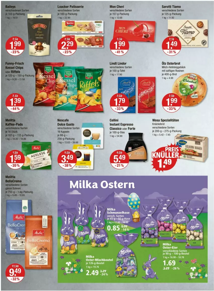 Aktueller Prospekt Vmarkt - Prospekte - von 21.03 bis 27.03.2024 - strona 8 - produkty: brot, classico, dolce gusto, espresso, Hefe, knäckebrot, lindor, lindt, milch, saft, saro, sarotti, Spezi, Ti, wasa