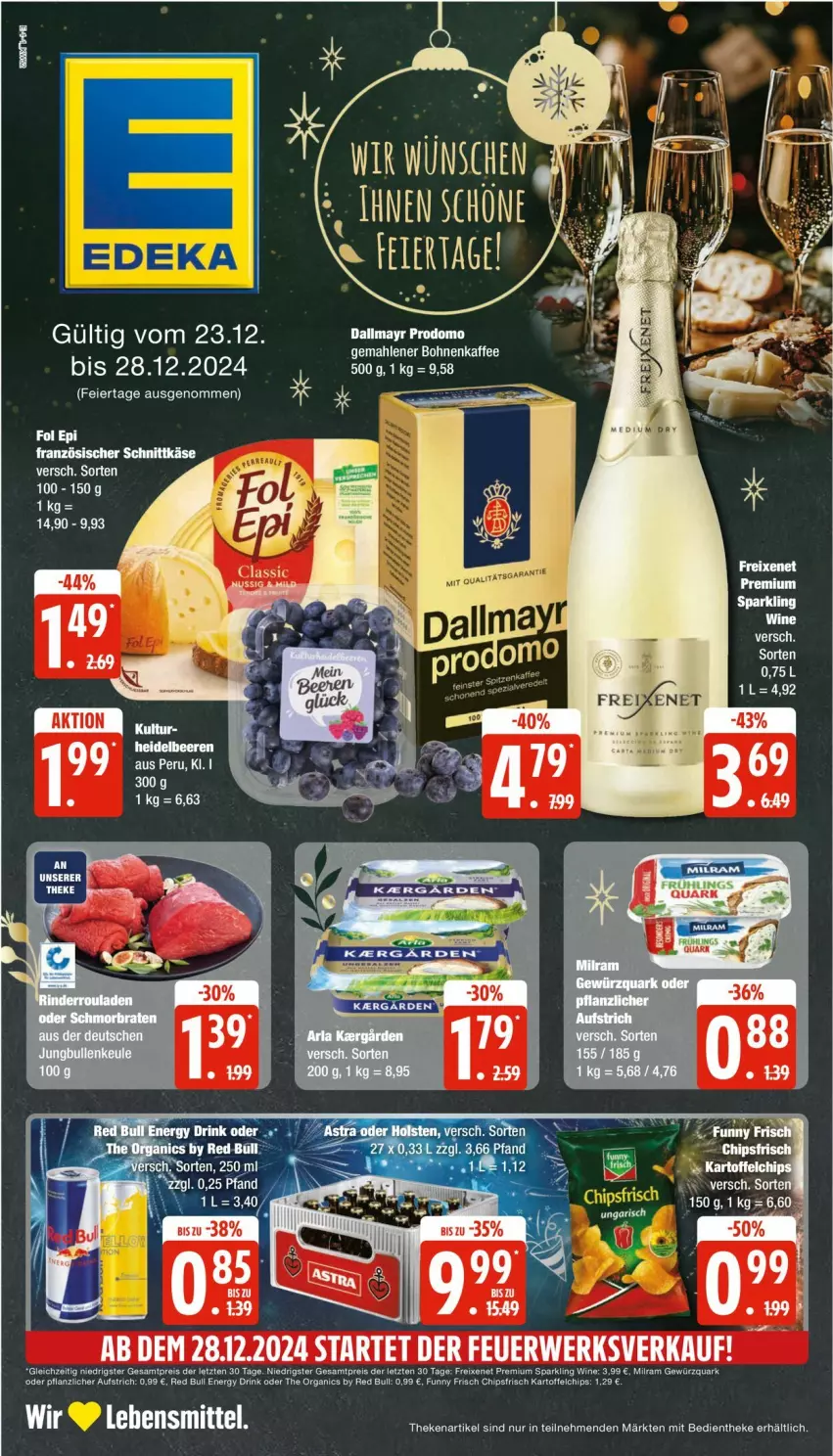 Aktueller Prospekt Edeka - Prospekte - von 23.12 bis 28.12.2024 - strona 1 - produkty: aeg, deka, eier, eis, ente, freixenet, gewürz, gewürzquark, Käse, lebensmittel, milram, quark, reis, rwe, schnittkäse, Ti, ZTE