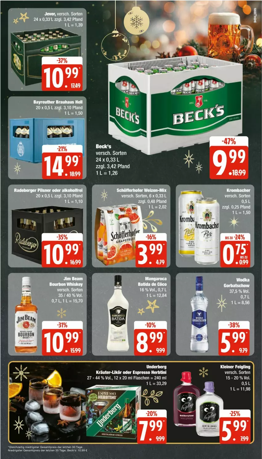 Aktueller Prospekt Edeka - Prospekte - von 23.12 bis 28.12.2024 - strona 17 - produkty: beck's, eis, flasche, reis, Ti, underberg, Yo, ZTE