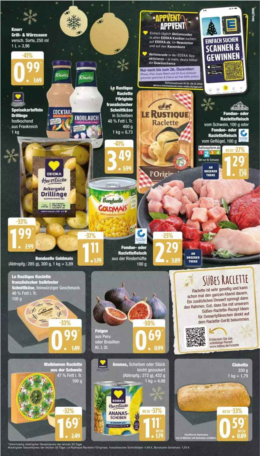 Aktueller Prospekt Edeka - Prospekte - von 23.12 bis 28.12.2024 - strona 3 - produkty: ackergold, ananas, auer, beko, bonduelle, bonduelle goldmais, decke, deka, dessert, eis, elle, fleisch, Geflügel, gin, Goldmais, Käse, Le Rustique, mais, reis, rezept, rind, rinder, Rinderhüfte, rwe, schnittkäse, Ti, ZTE